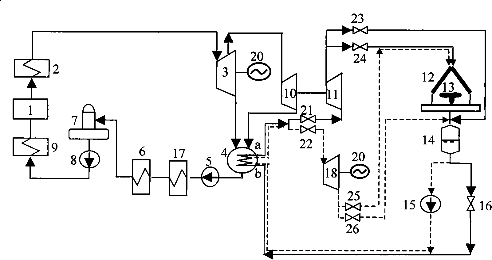 Indirect air cooling method and system for working medium adopting parallel-connection positive and reverse refrigeration cycle