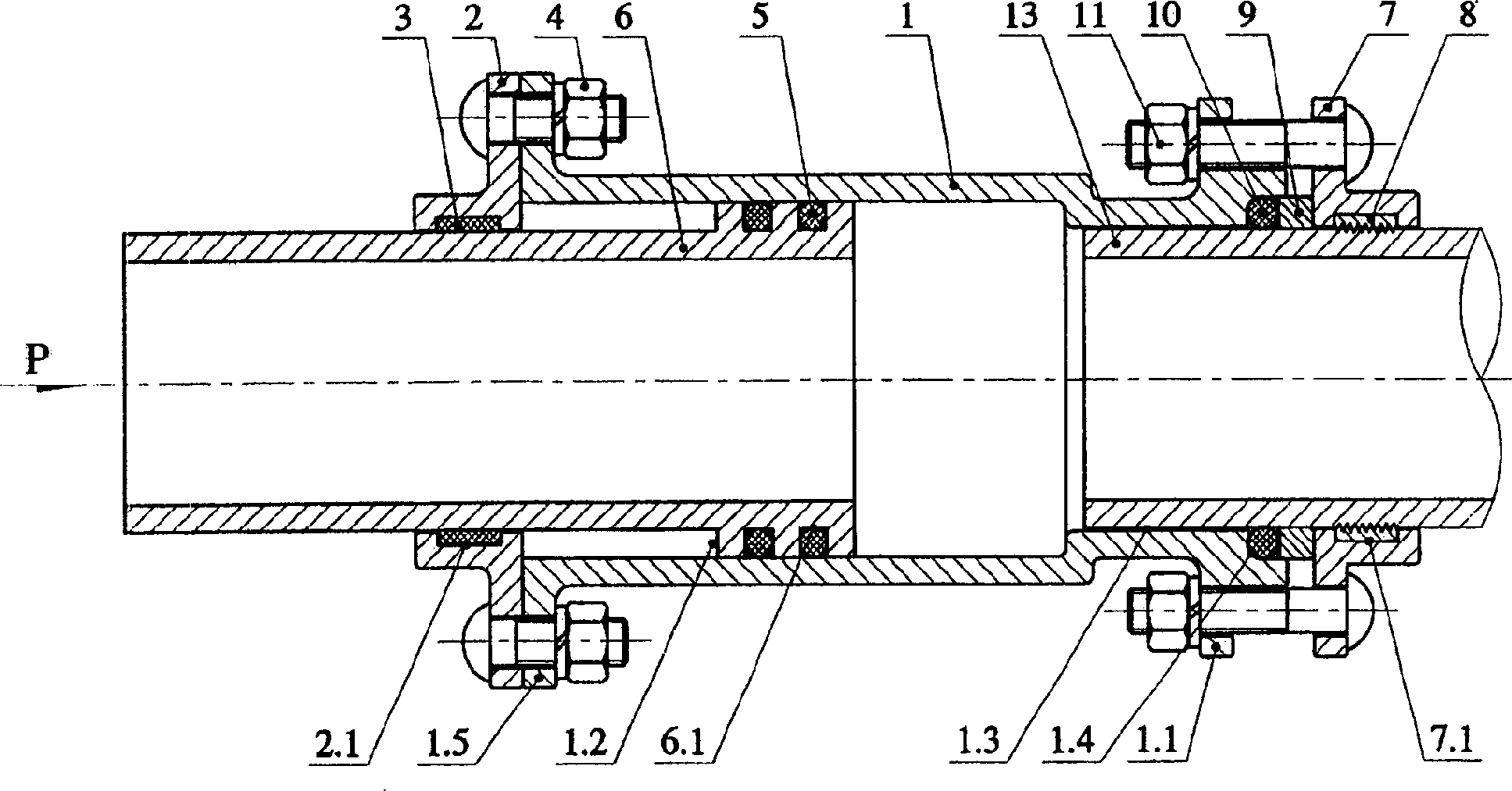 Connecting method for piston type flexible socket pipeline