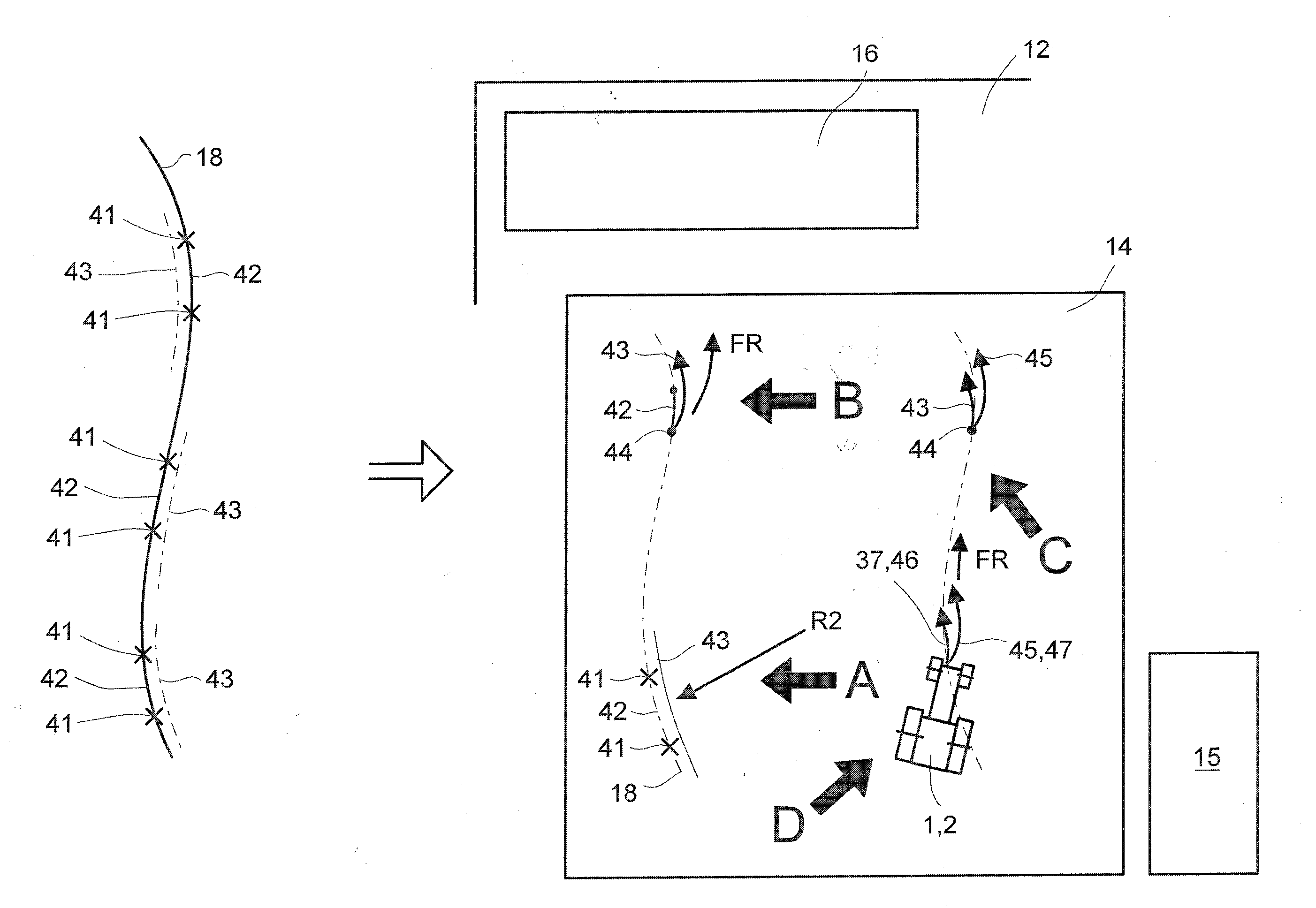 Method and device for displaying vehicle movements