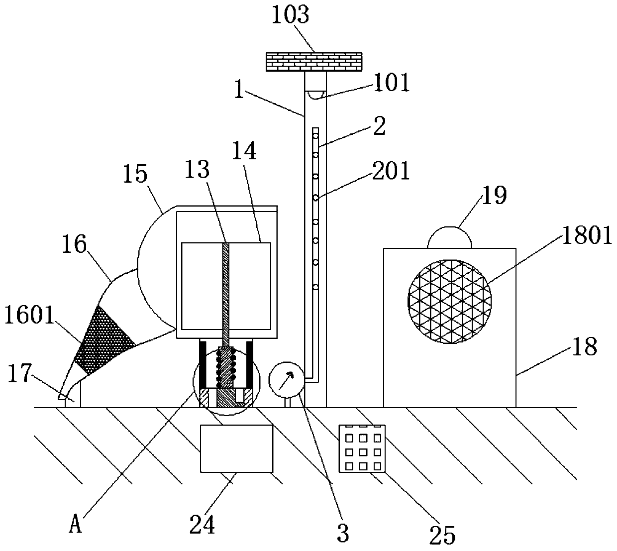 Environmental protection device for road dust removal by utilizing new energy