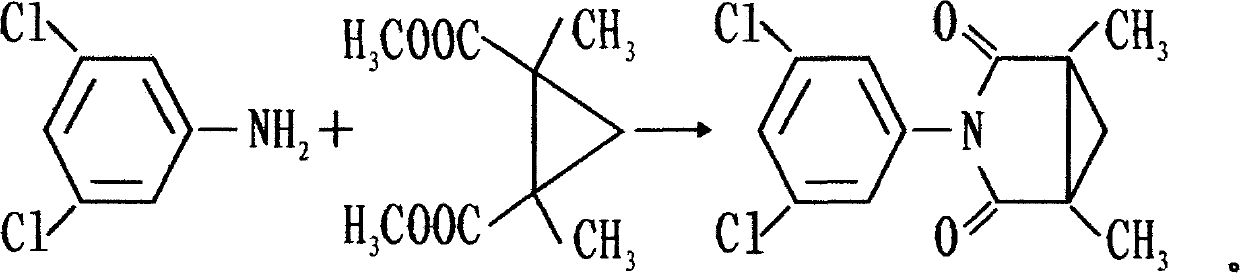 Scale synthesis process of procymidone original drug of efficient agricultural bactericide in two steps