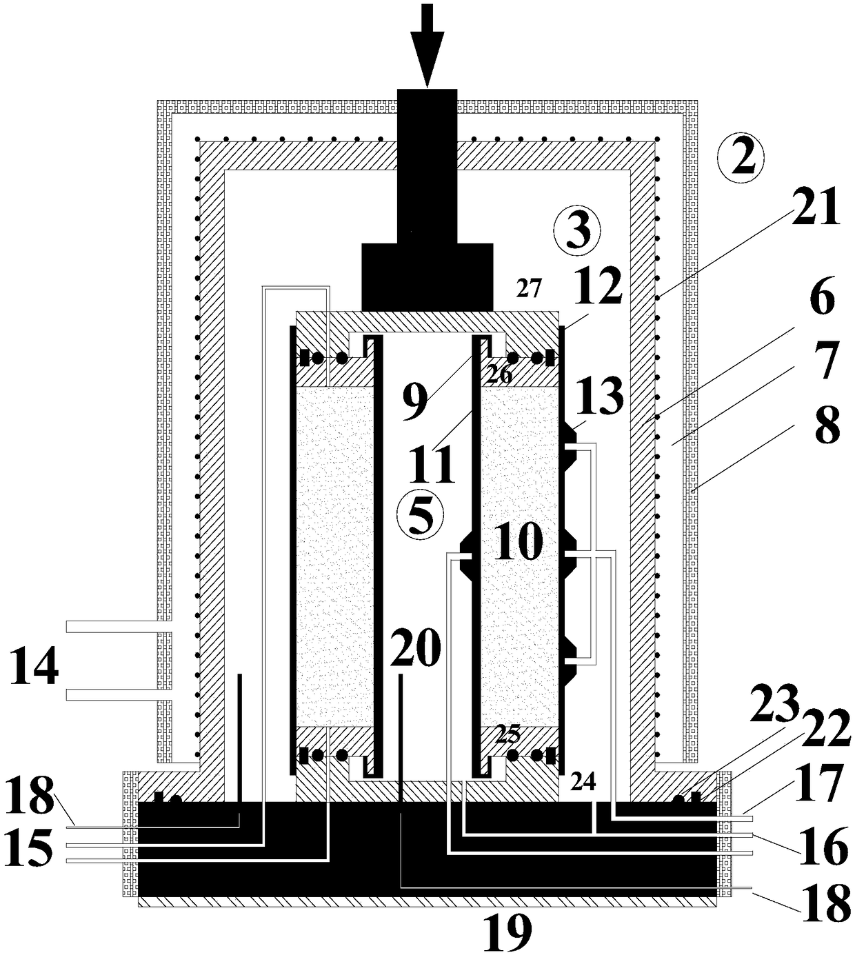 Pressure chamber for in-situ generation and triaxial test of marine gas hydrate and using method thereof