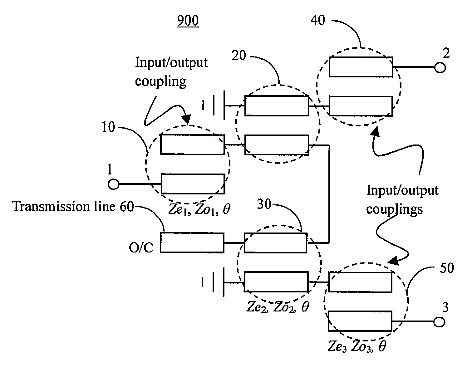 Dual band coupled-line balanced-to-unbalanced bandpass filter