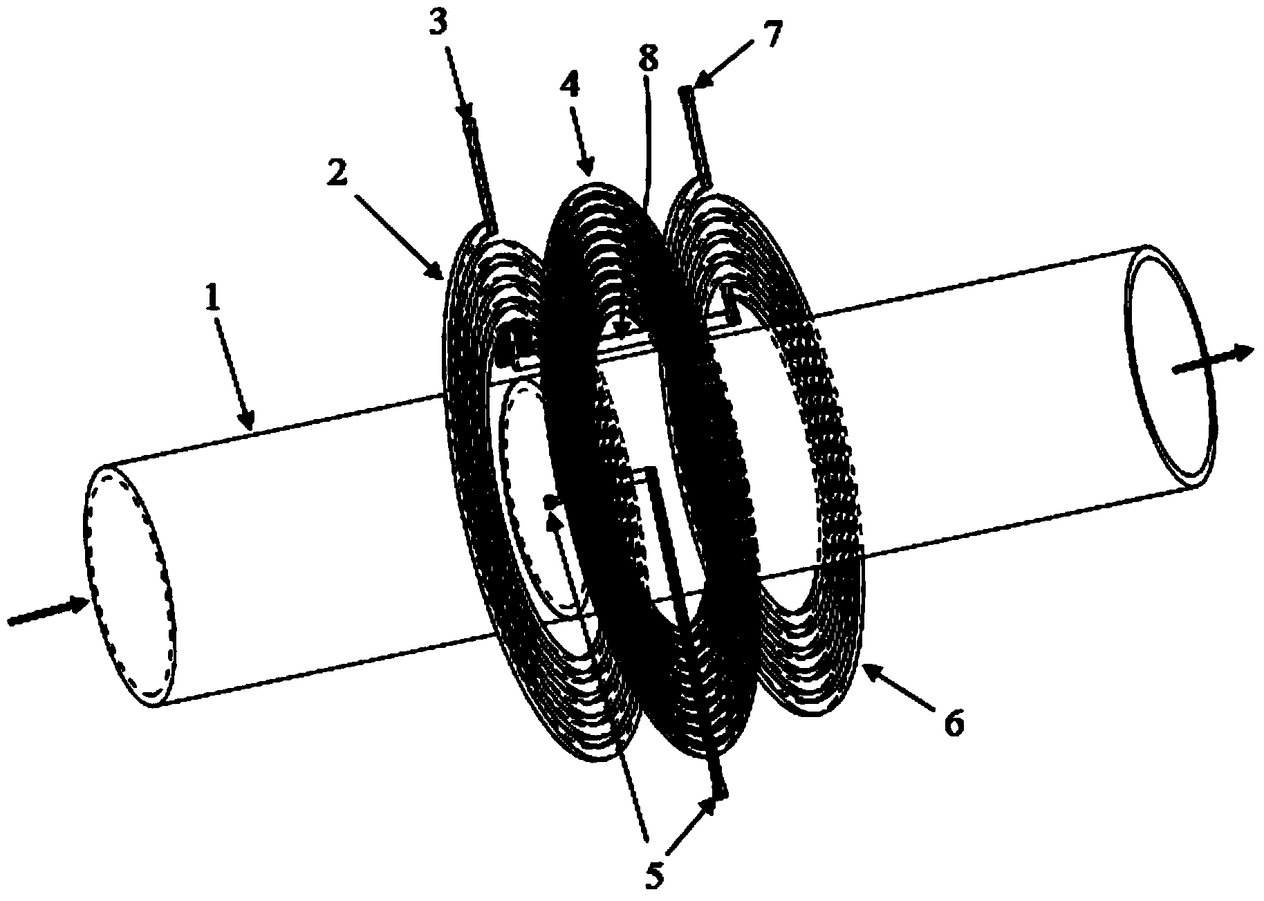 Miniaturized integration induction type on-line monitoring sensor for slide oil grains