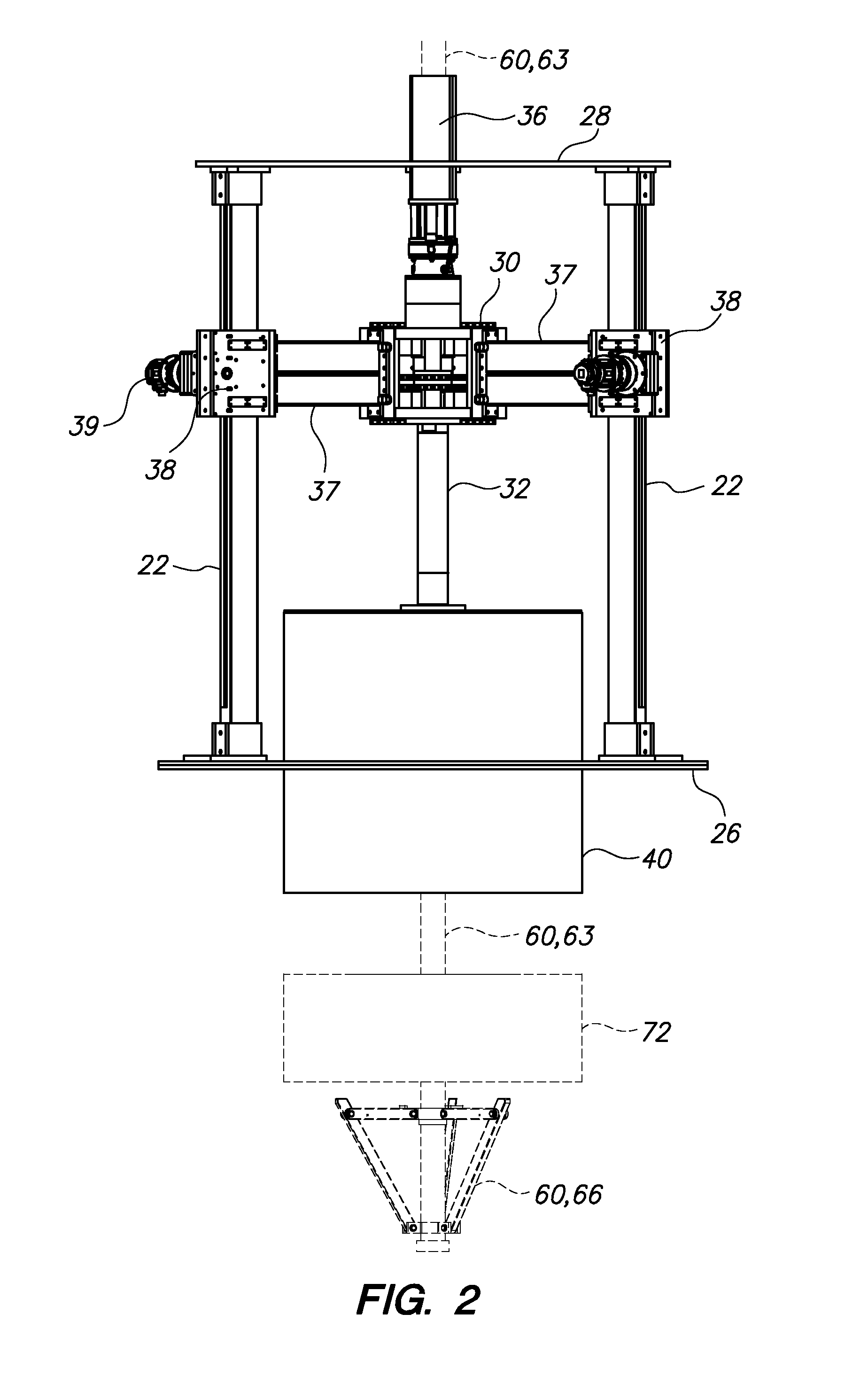 Automated core drilling device capable of mating with a center-mounted core-catching device