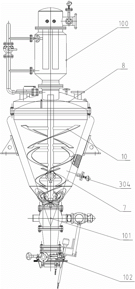 Conic nuclear power plant waste resin drying device