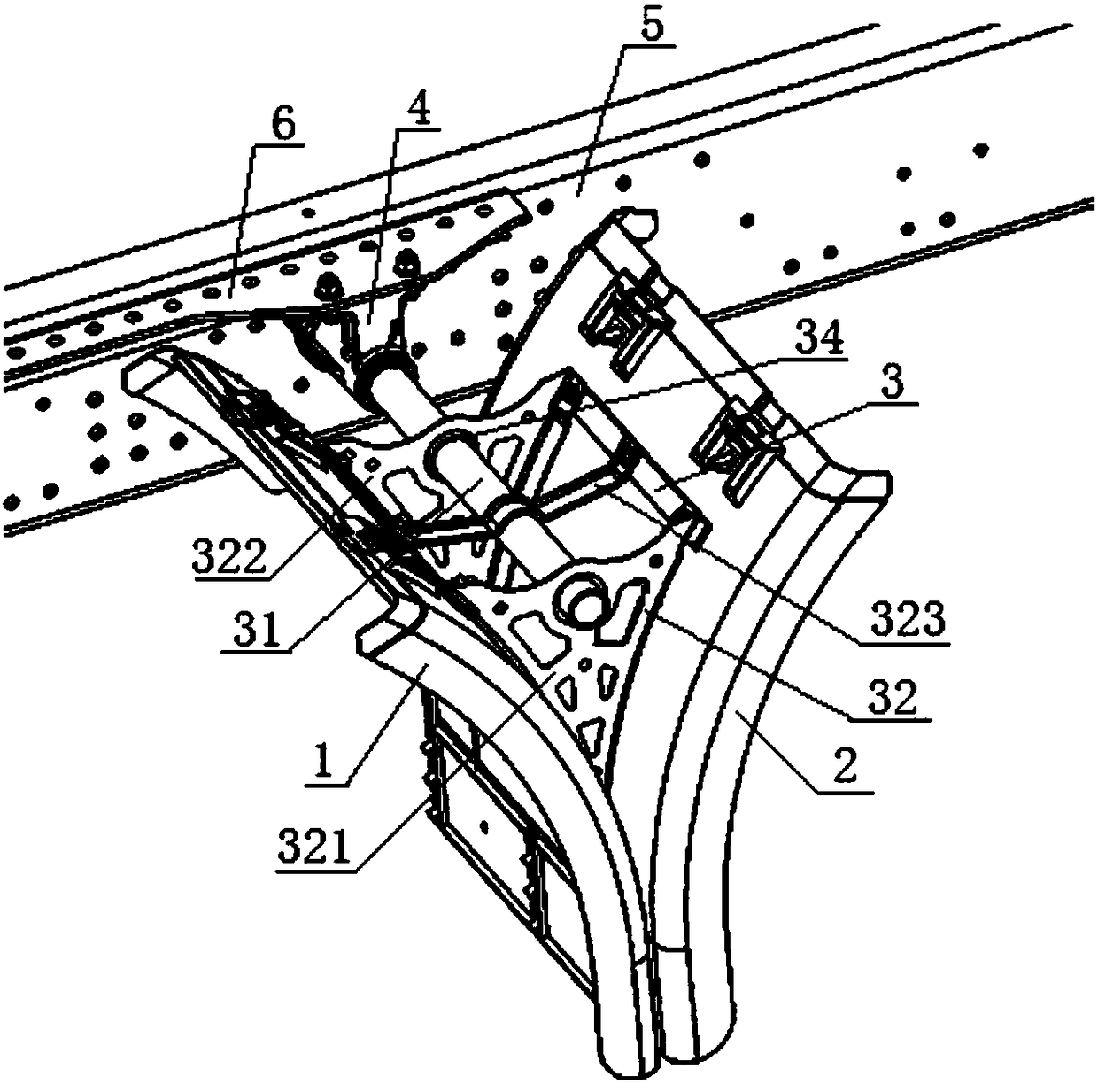 Double bridge mud guard intermediate support assembly