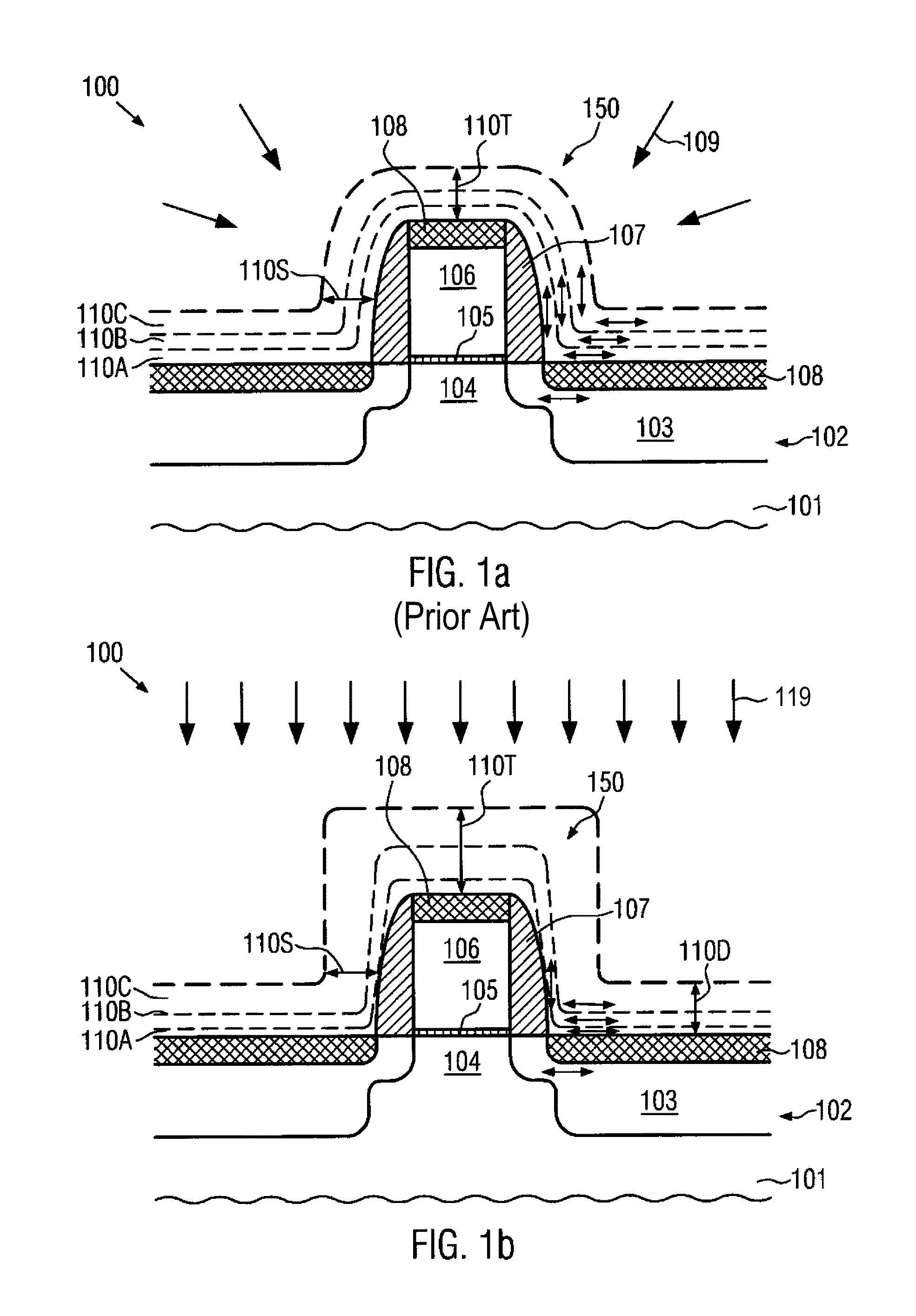 Field effect transistor having a stressed contact etch stop layer with reduced conformality