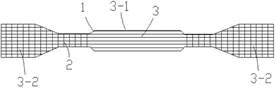 Biaxial tension-compression test piece with matrix fiber bundle and preparation method thereof