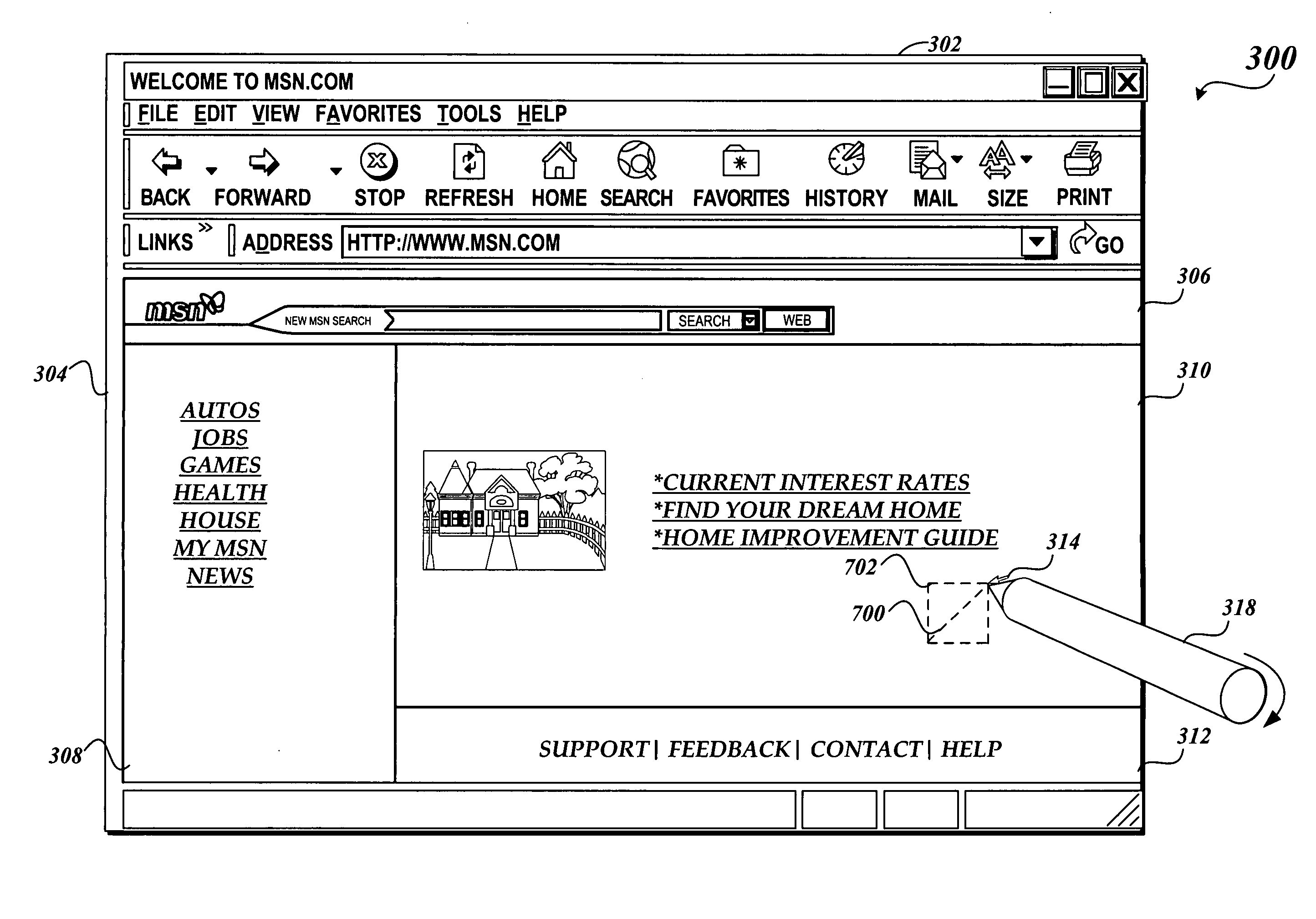 System and method of displaying content on small screen computing devices