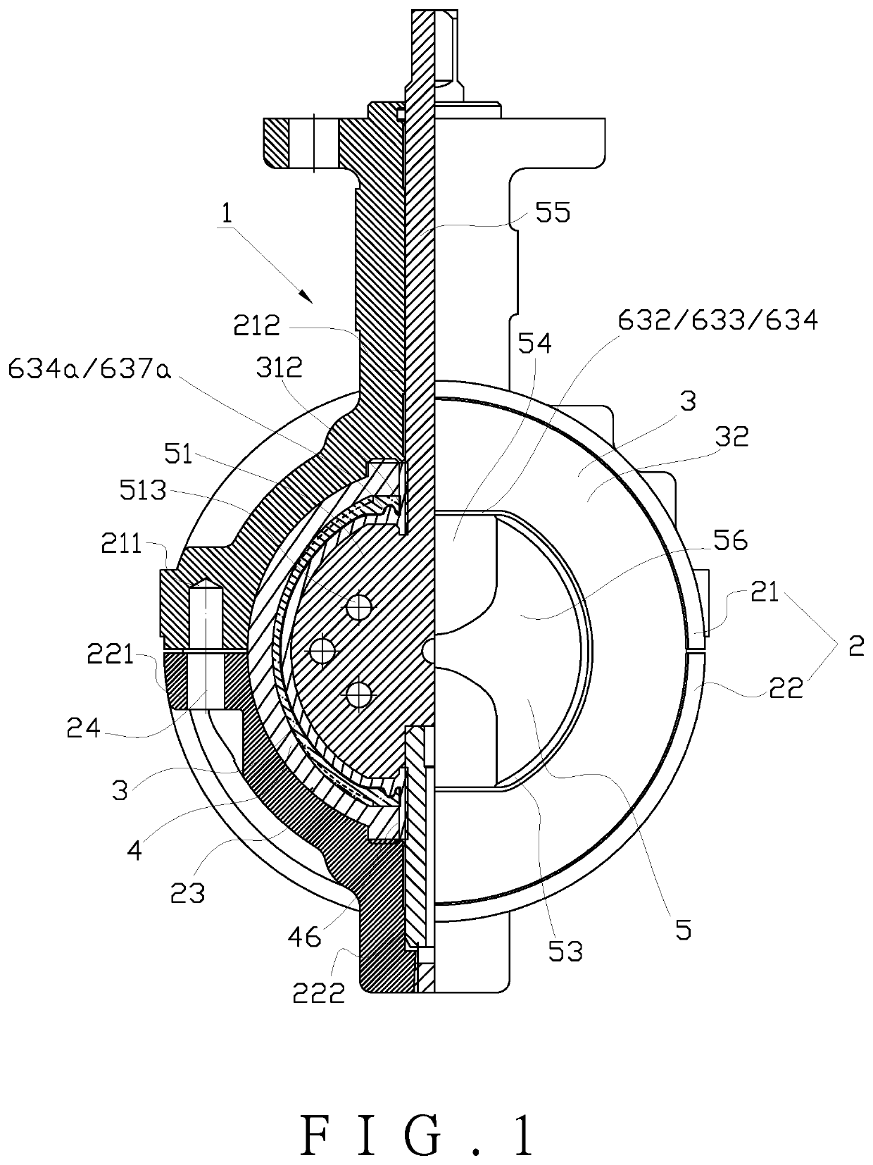 Fluoroplastic butterfly valve structure