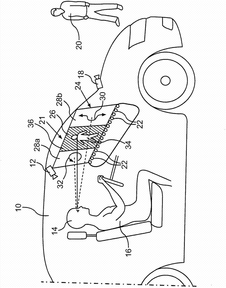 Method used for providing display in motor vehicle according to visual direction of vehicle driver