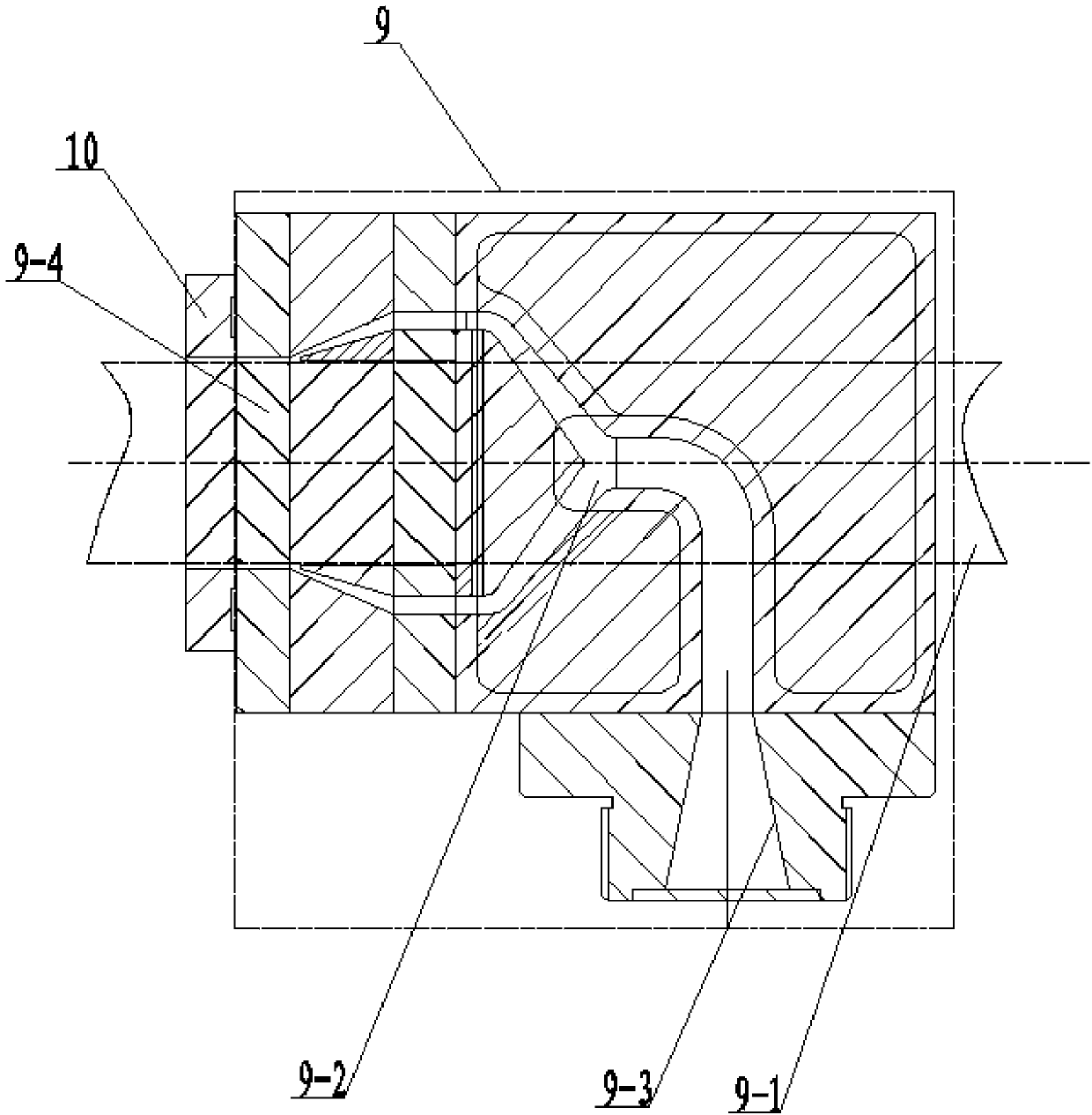 Co-extrusion molding device for wood plastic-solid wood composite material