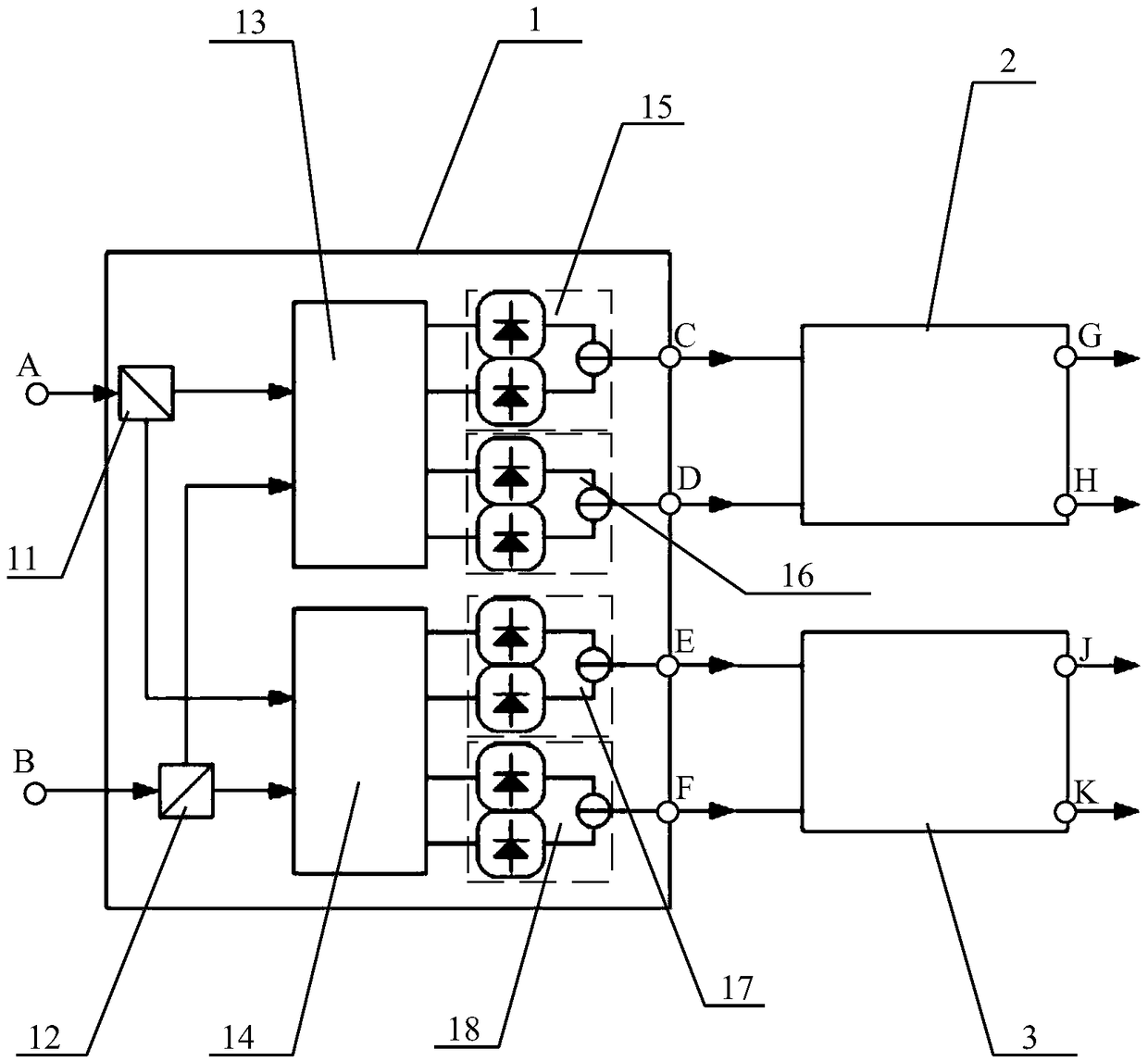 Measuring device, Brillouin optical time domain reflectometer and Brillouin frequency shift measurement system