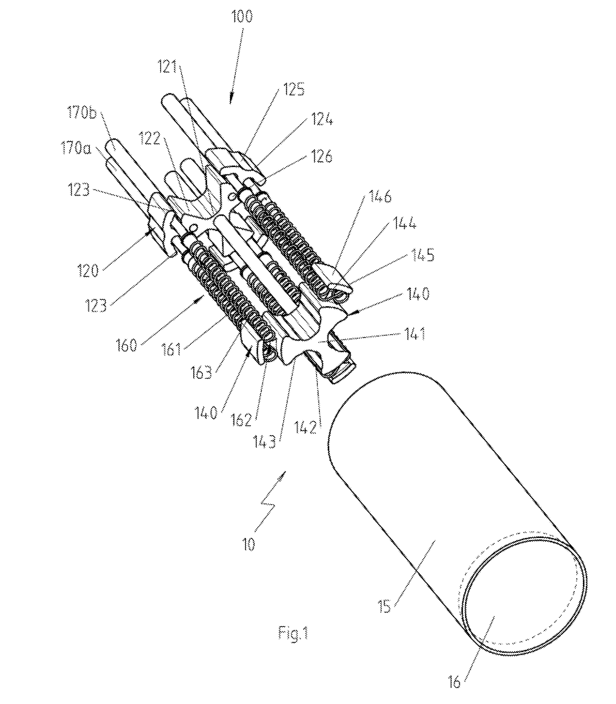 Internal structure for an electrical heating device with heating element freely coiled at least in sections and electrical heating device