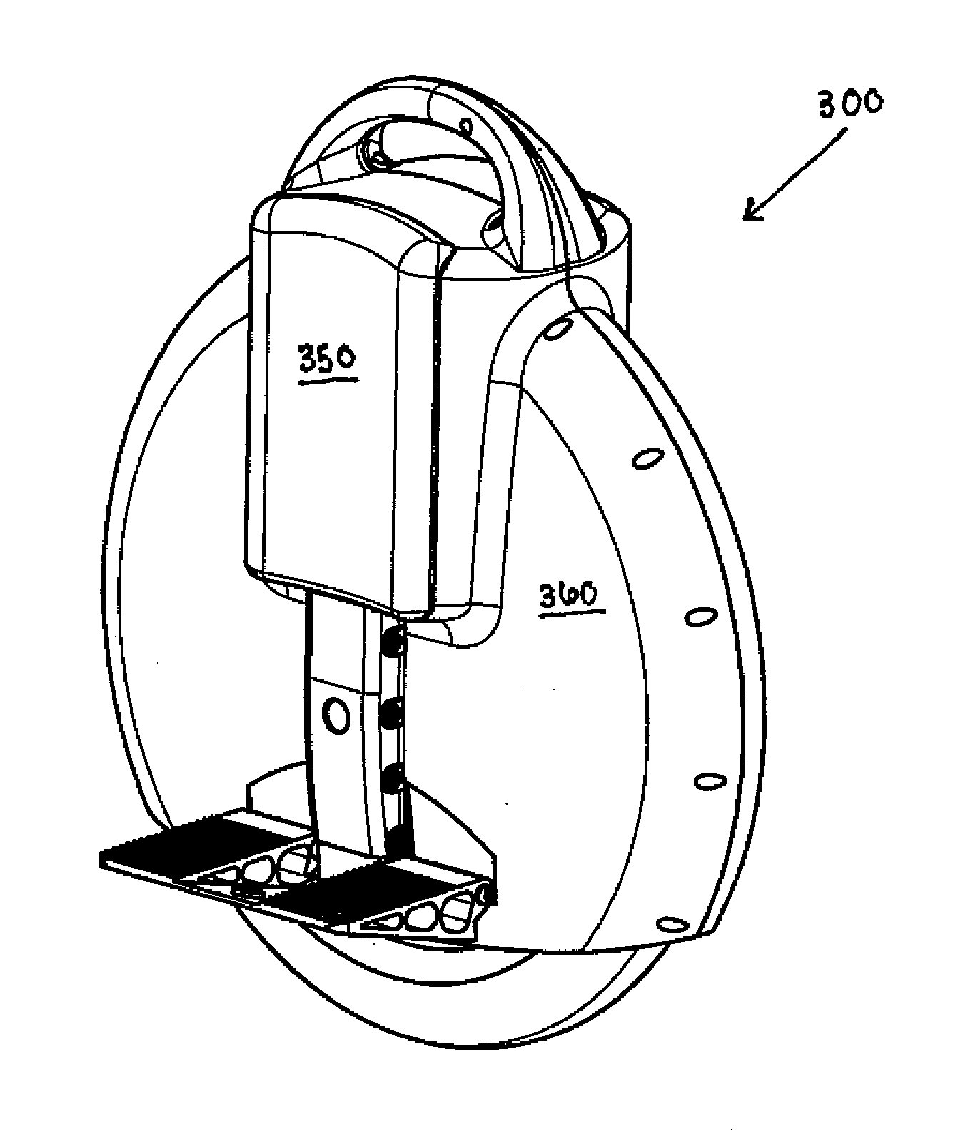 Powered single-wheeled self-balancing vehicle for standing user