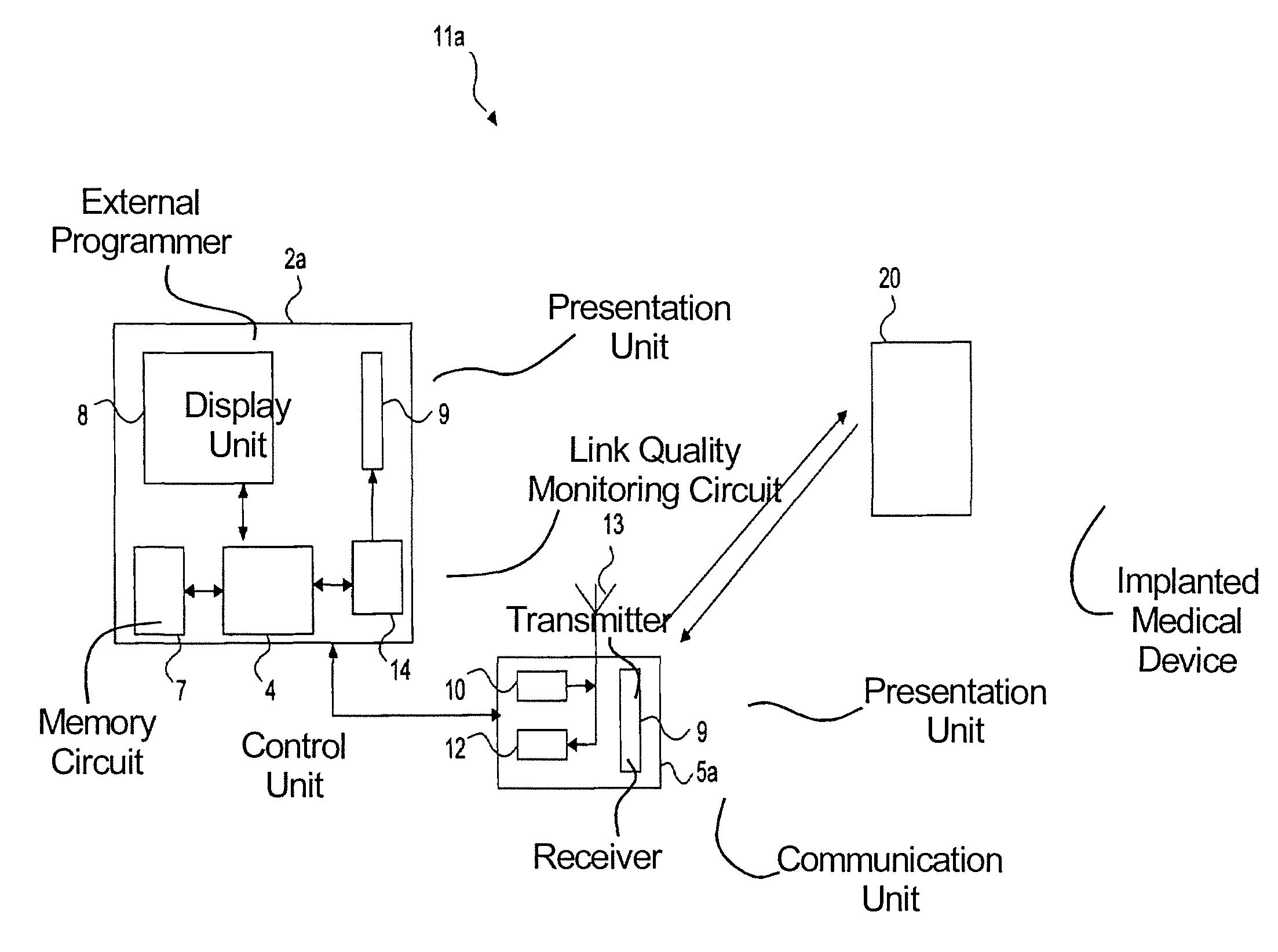 Method and medical system for determining a link quality of a communication link in such a medical system