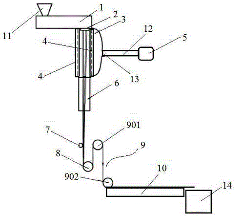 Melt spinning device used for jacquard fabric