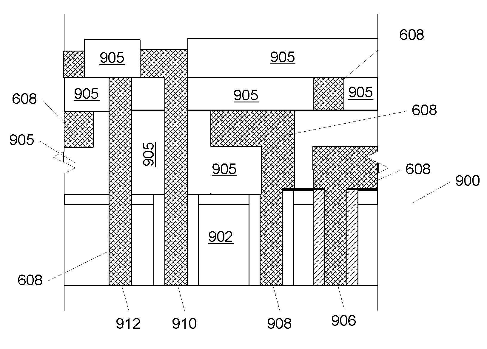 Front-end processed wafer having through-chip connections