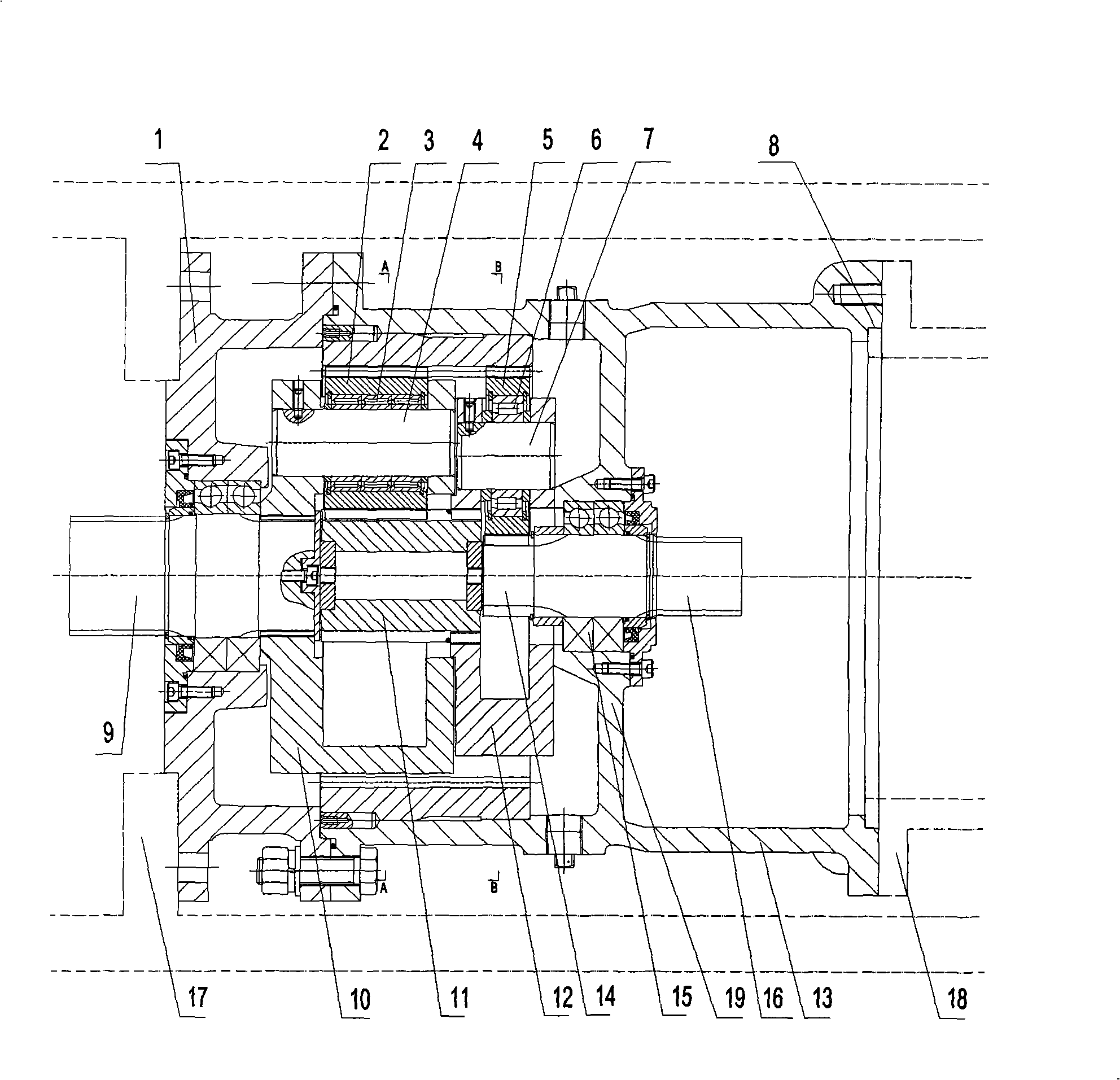 Incision speed reducer for development machine of coal mine