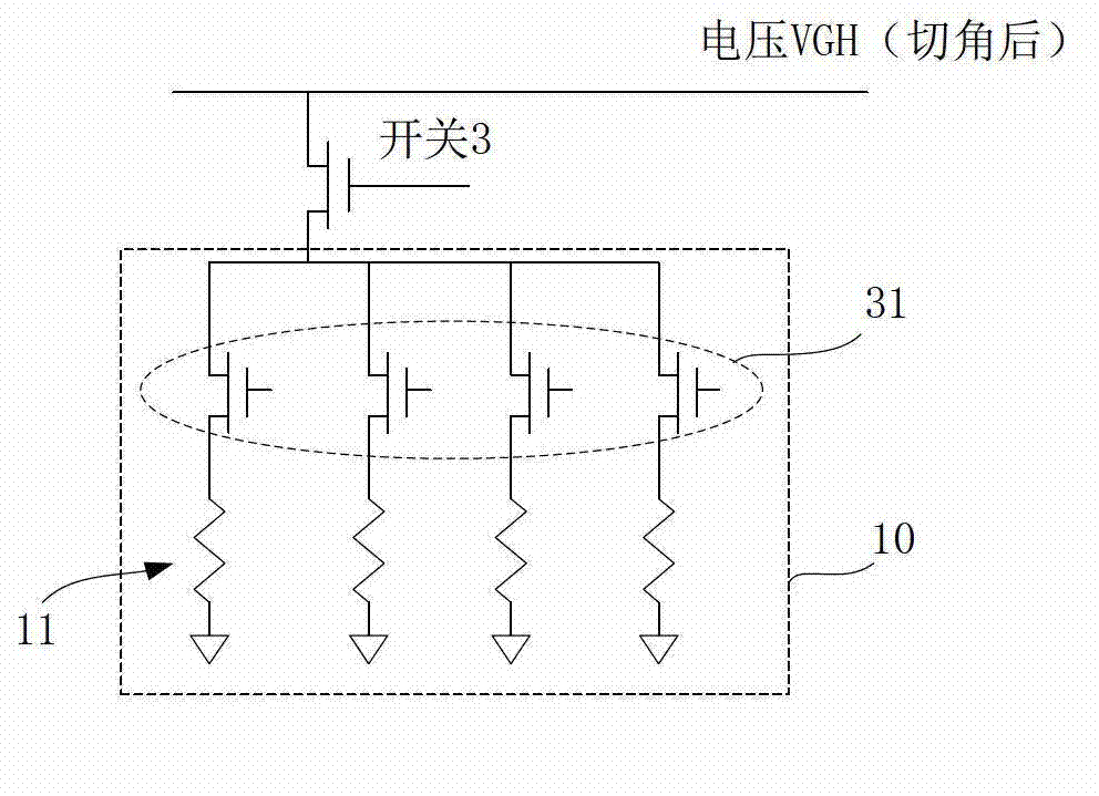 Corner cutting circuit in liquid crystal panel driving system and levelness adjusting system and method