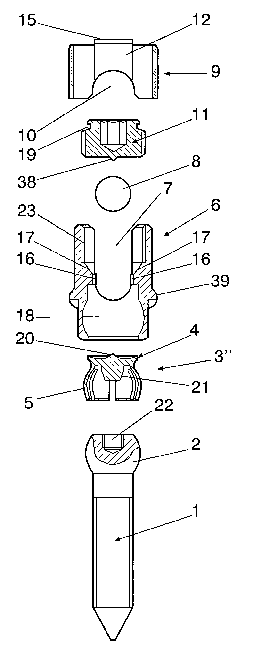 Vertebral fixation device and tool for assembling the device