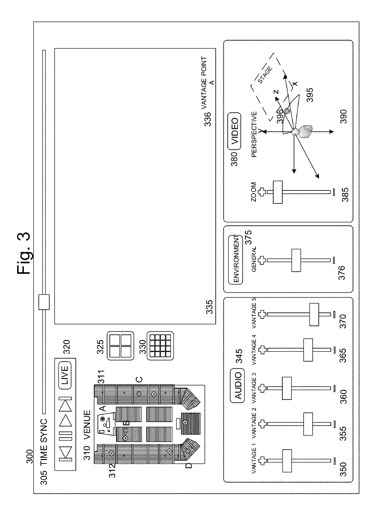 Multi vantage point audio player