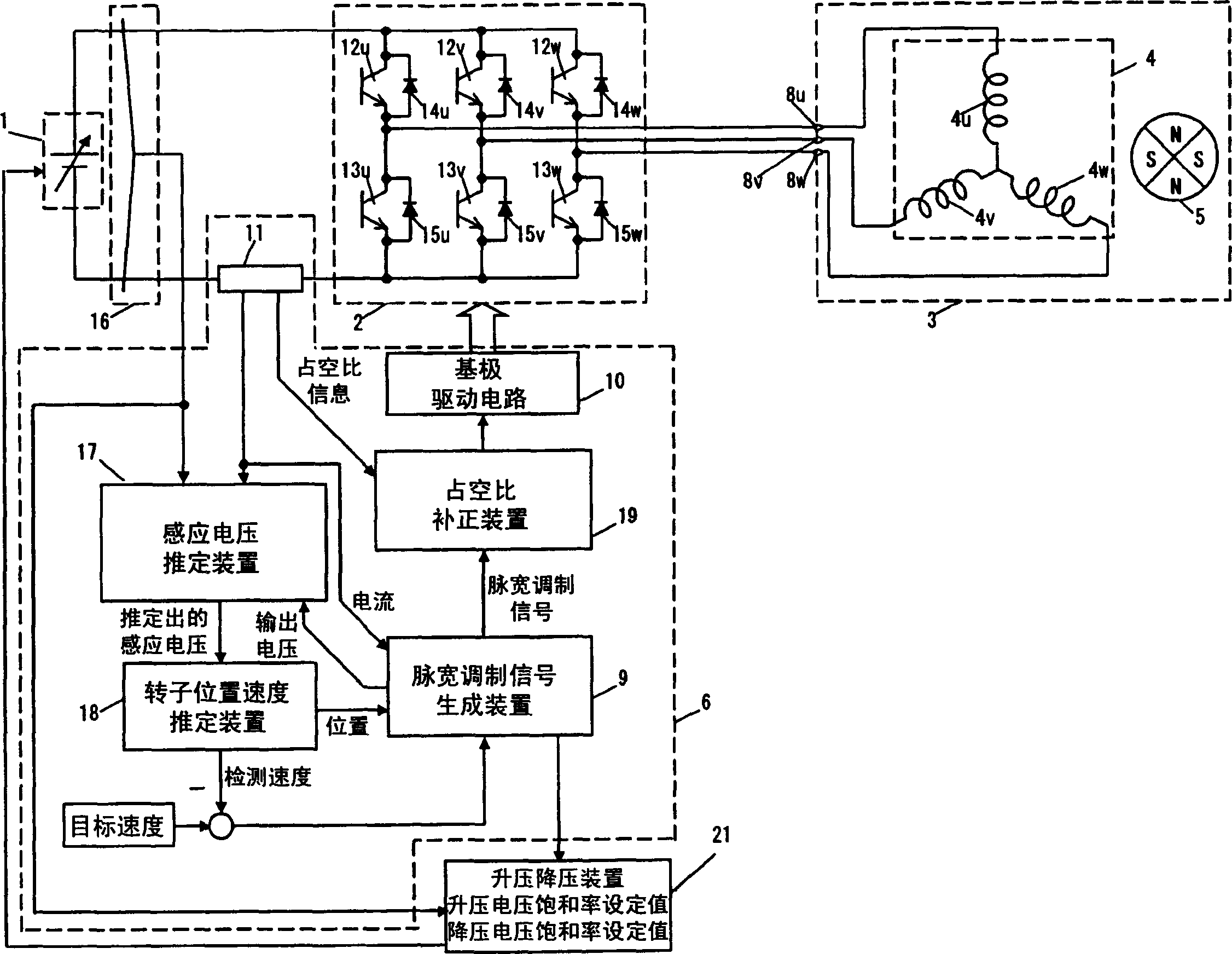 Drive device for motor and air conditioner using same