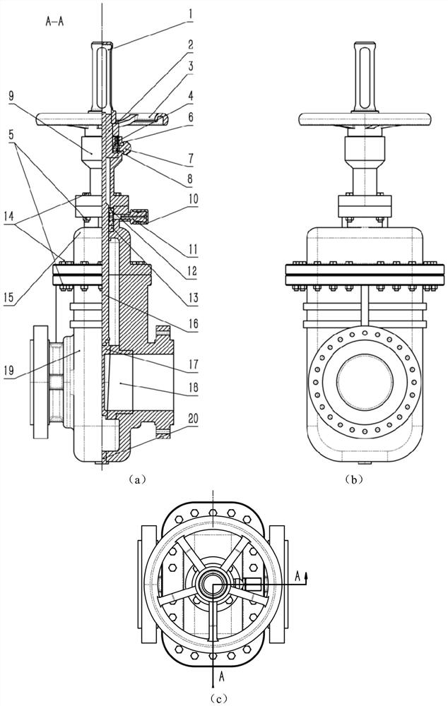 Self-adaptively assembled large-diameter nuclear power wedge-shaped gate valve and mounting method