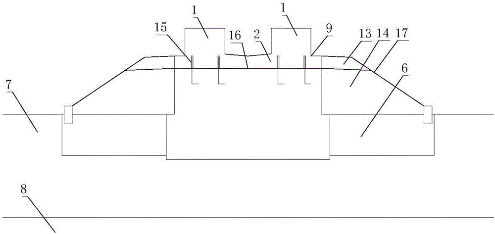 Middle/low-speed magnetic suspension double-line filling section independent pier column type bearing rail beam transition section structure