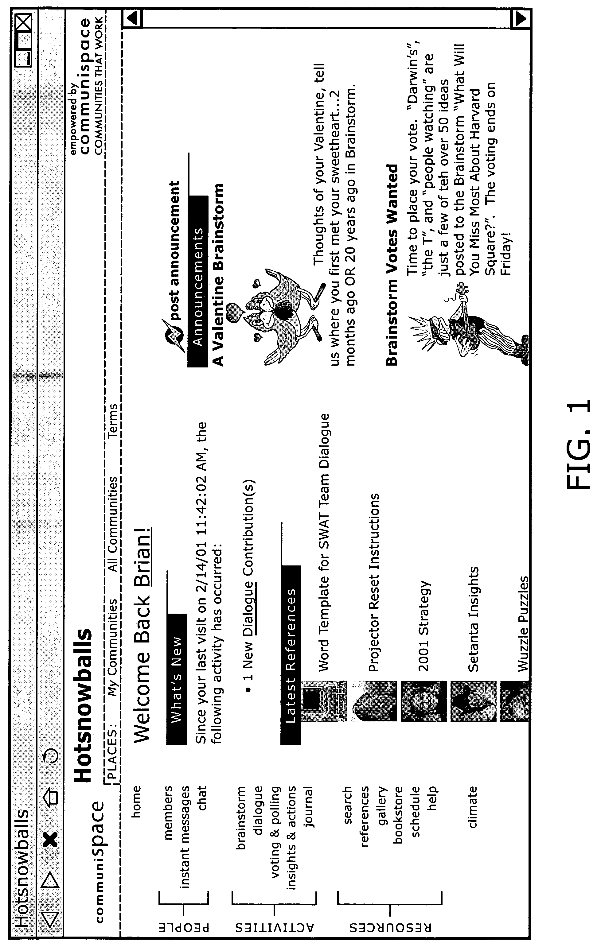 System for supporting a virtual community