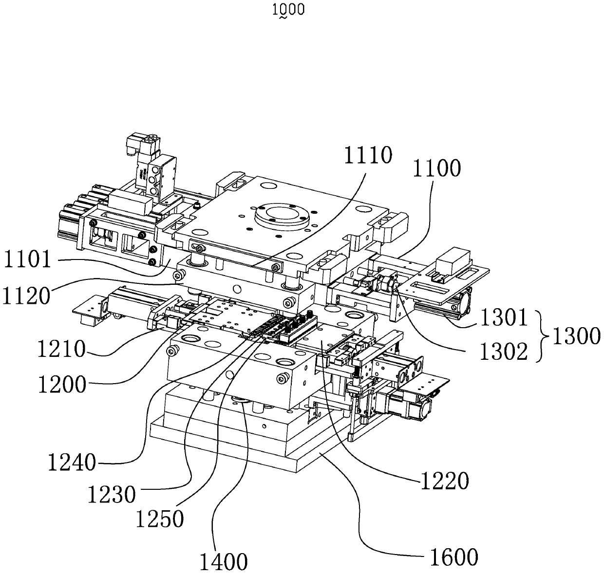 In-mold bending and punching-off device