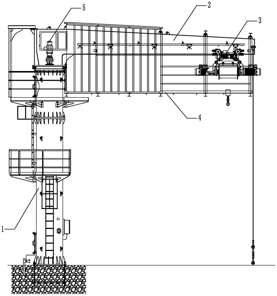 Explosion-proof fixed column type slewing crane