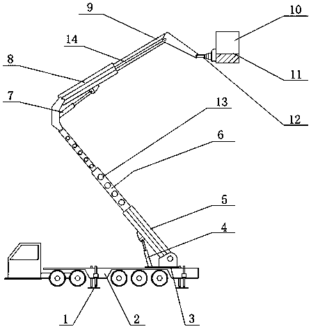 Mixed arm type overhead working truck