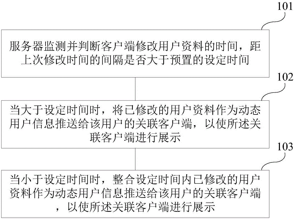 Method and system for immediately pushing dynamic user information