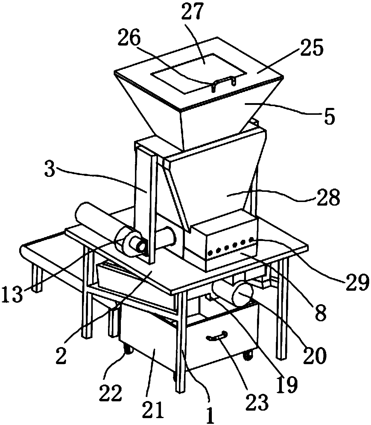 Environment-friendly cotton opener for textile with a plurality of opening rollers