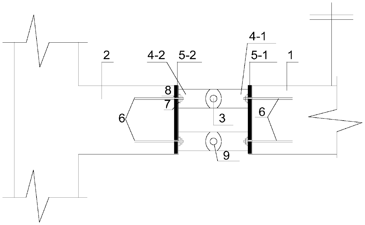 Fabricated structural beam-beam artificial plastic hinge connection joint and construction method thereof