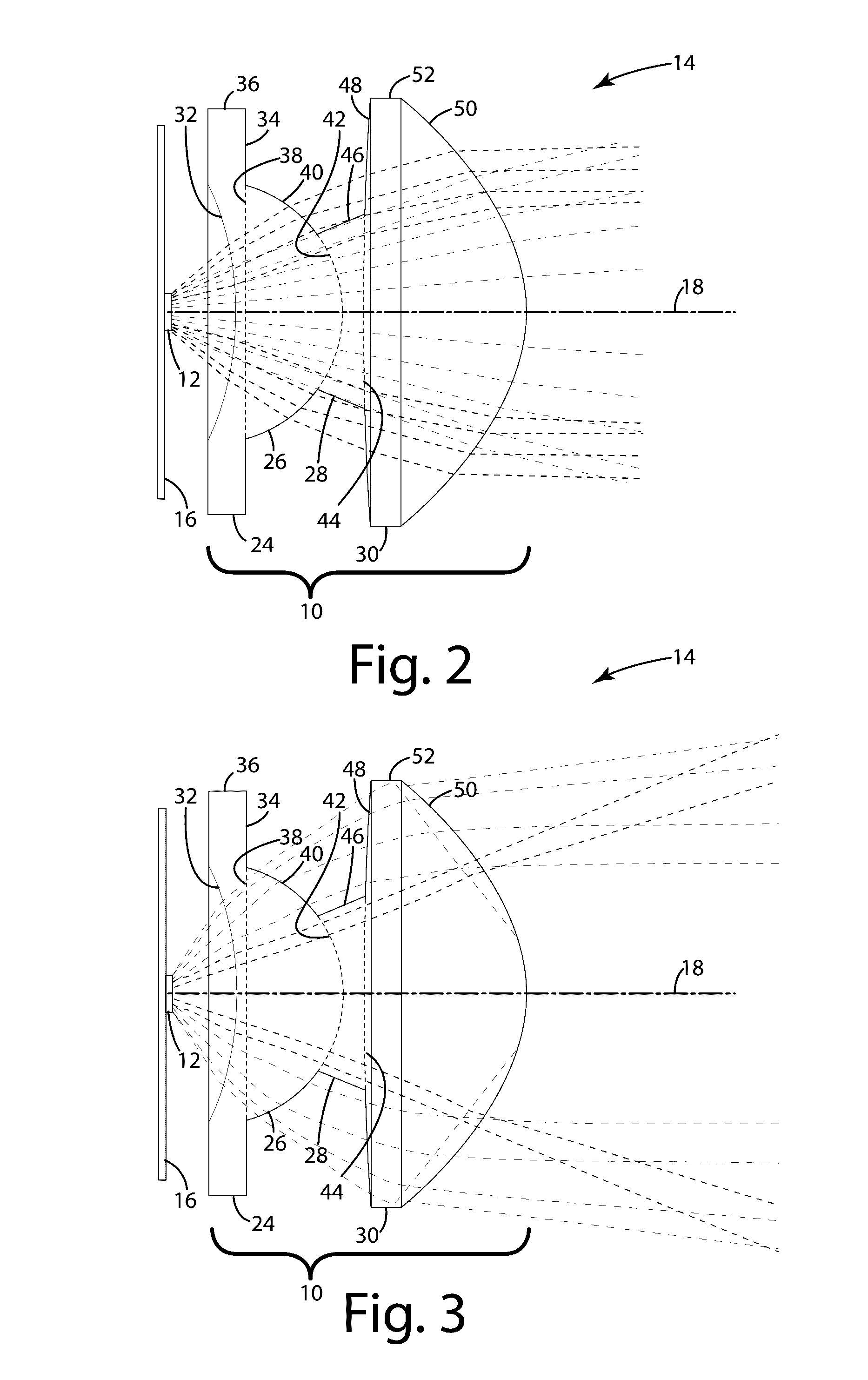 Compound lens for use with illumination sources in optical systems