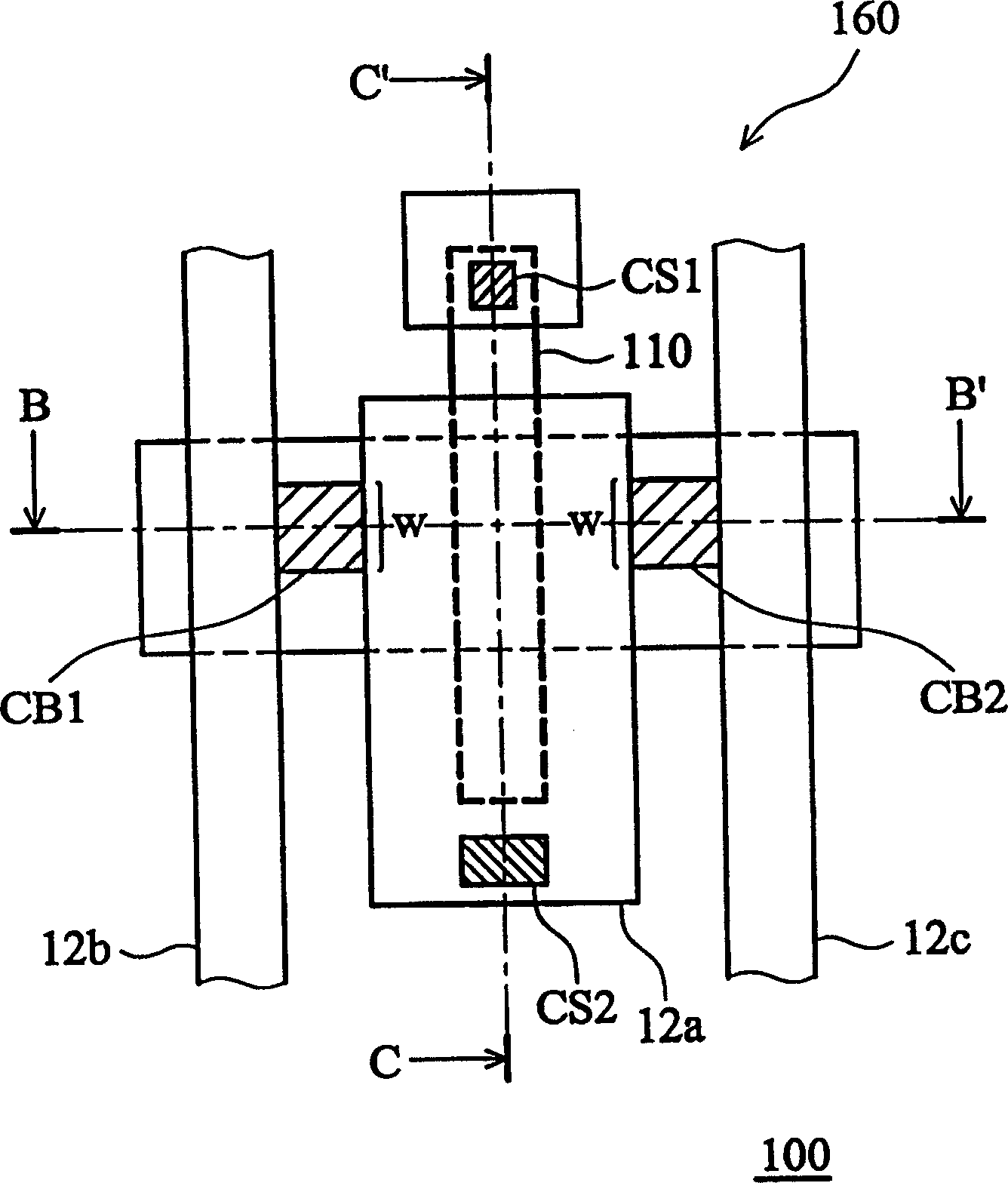 Testing component including work line of memory and capacitor overlaped and offset as well as its testing method