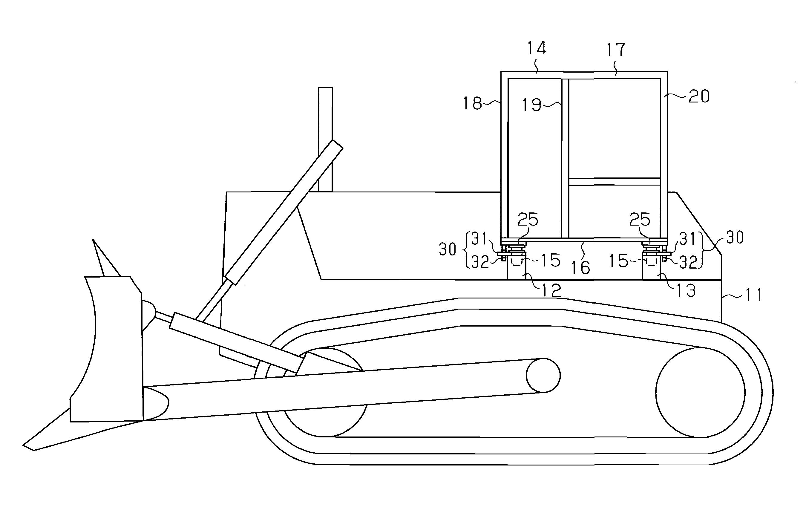 Cab supporting apparatus of work machine