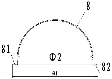 Clamp for machining of resin dome cover flanged edge and with one-time clamping formation function and machining method for resin dome cover flanged edges