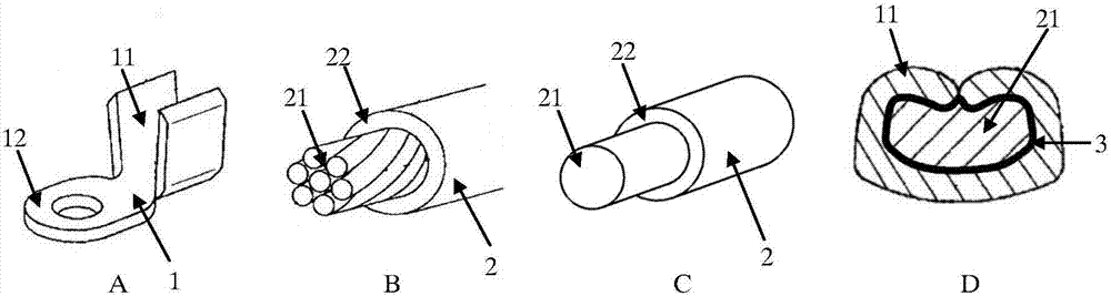 Joint of copper terminal and aluminium conductor and resistance welding method thereof