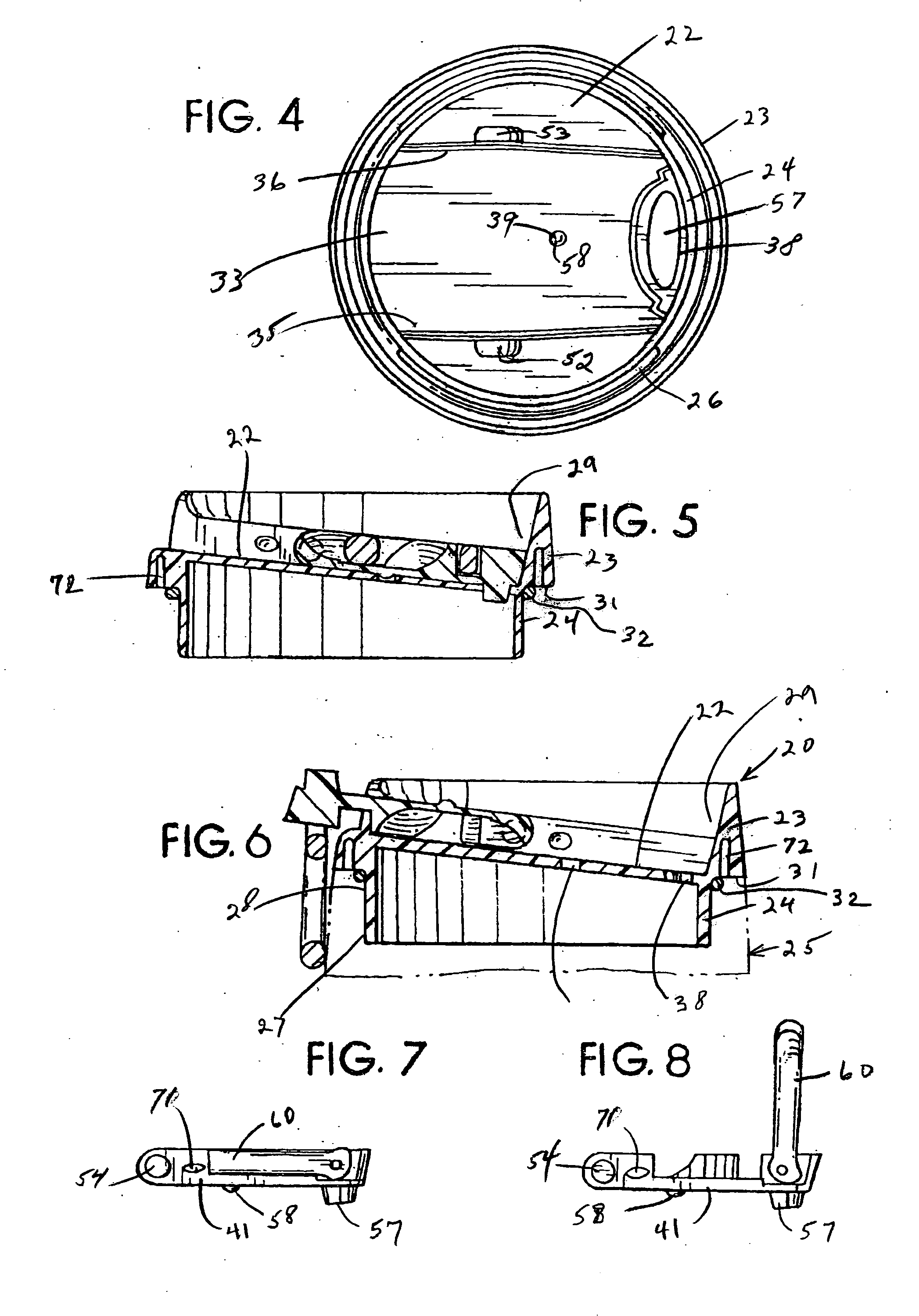 Container cap with finger-openable, reclosable closure