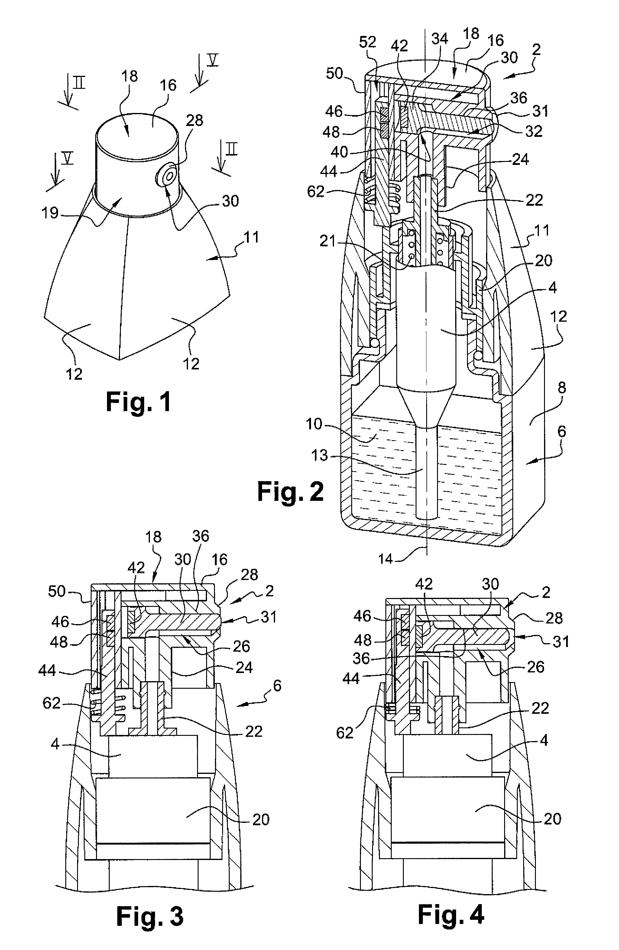 Dispenser member for dispensing a care product, makeup, or a toiletry