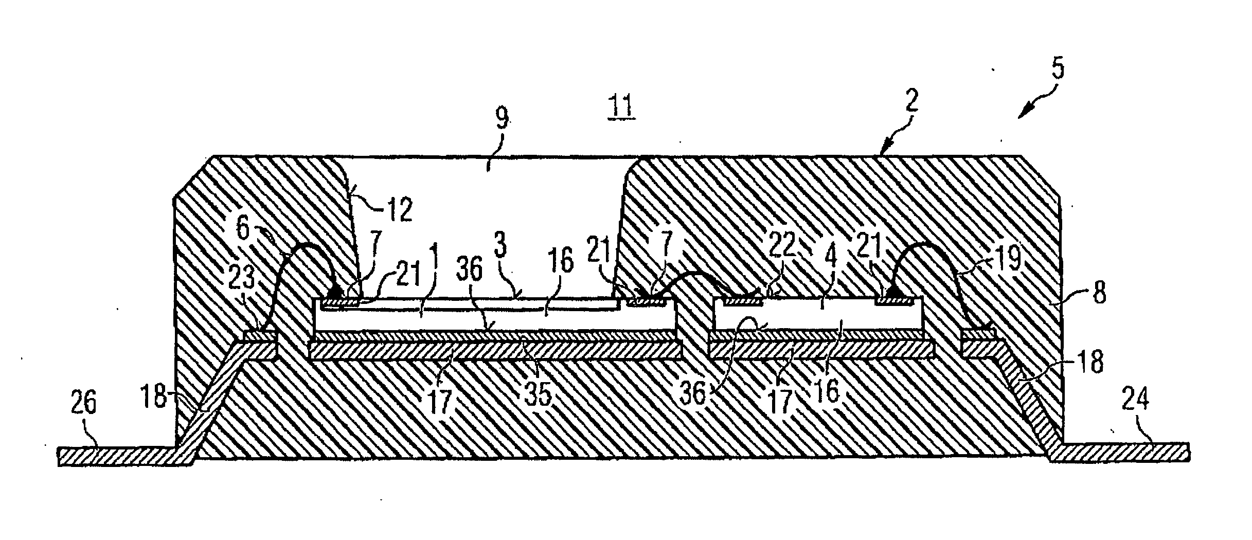 Semiconductor module with a semiconductor sensor chip and a plastic package as well as method for its production