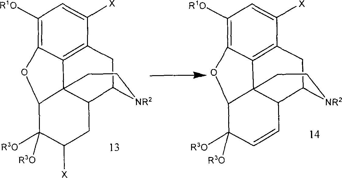 A new synthetic route to 14-hydroxyl opiates through 1-halo-thebaine or analogs