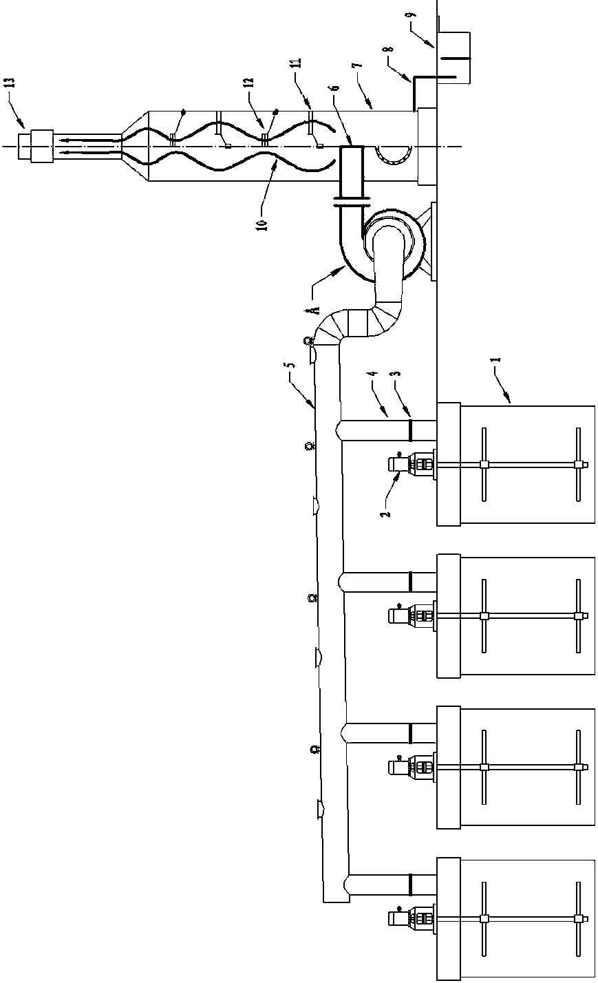 Combination pumping device for reaction of manganese ore powder and sulfuric acid