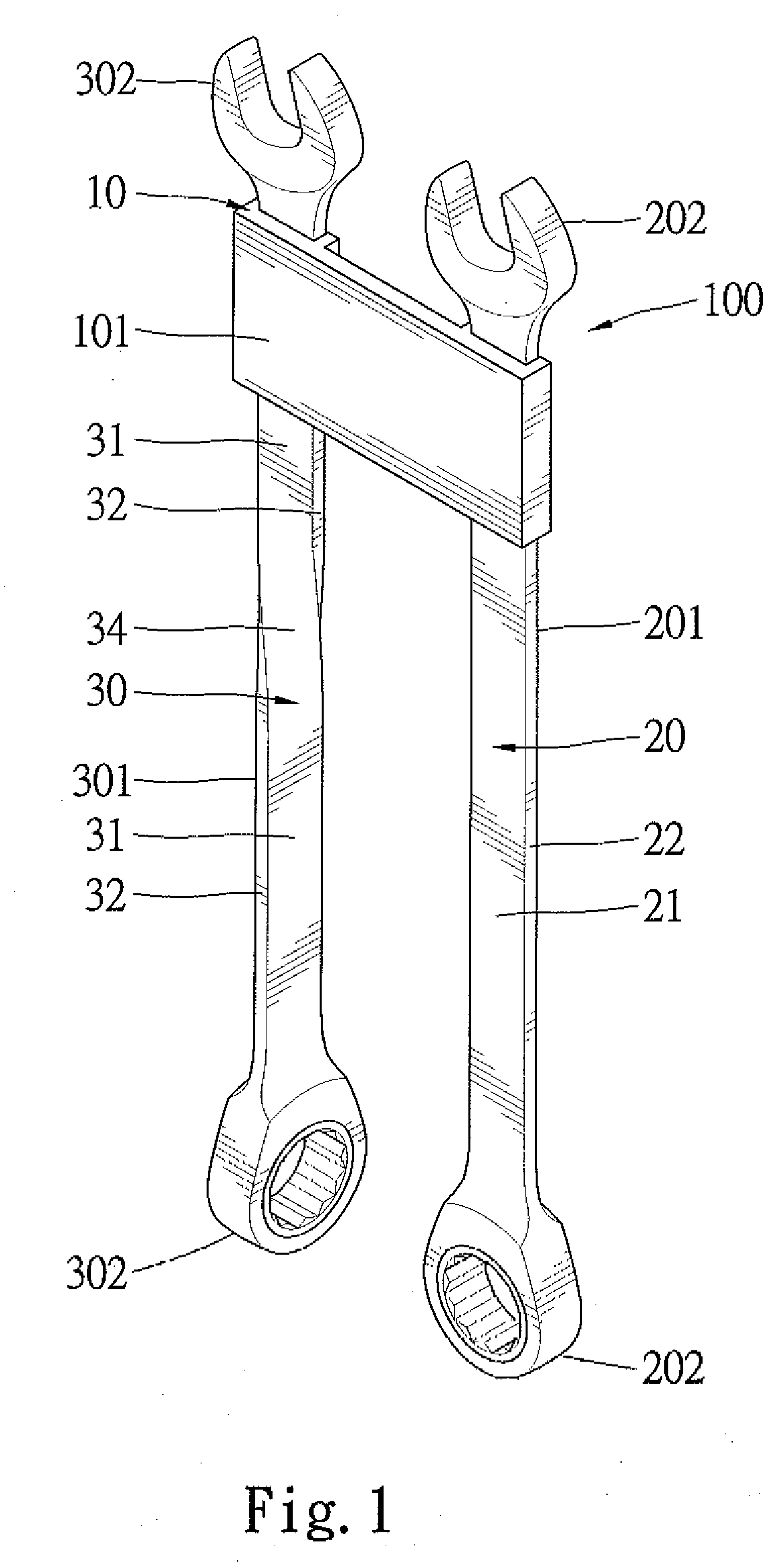 Display Rack Assembly for Wrenches with Different Handles