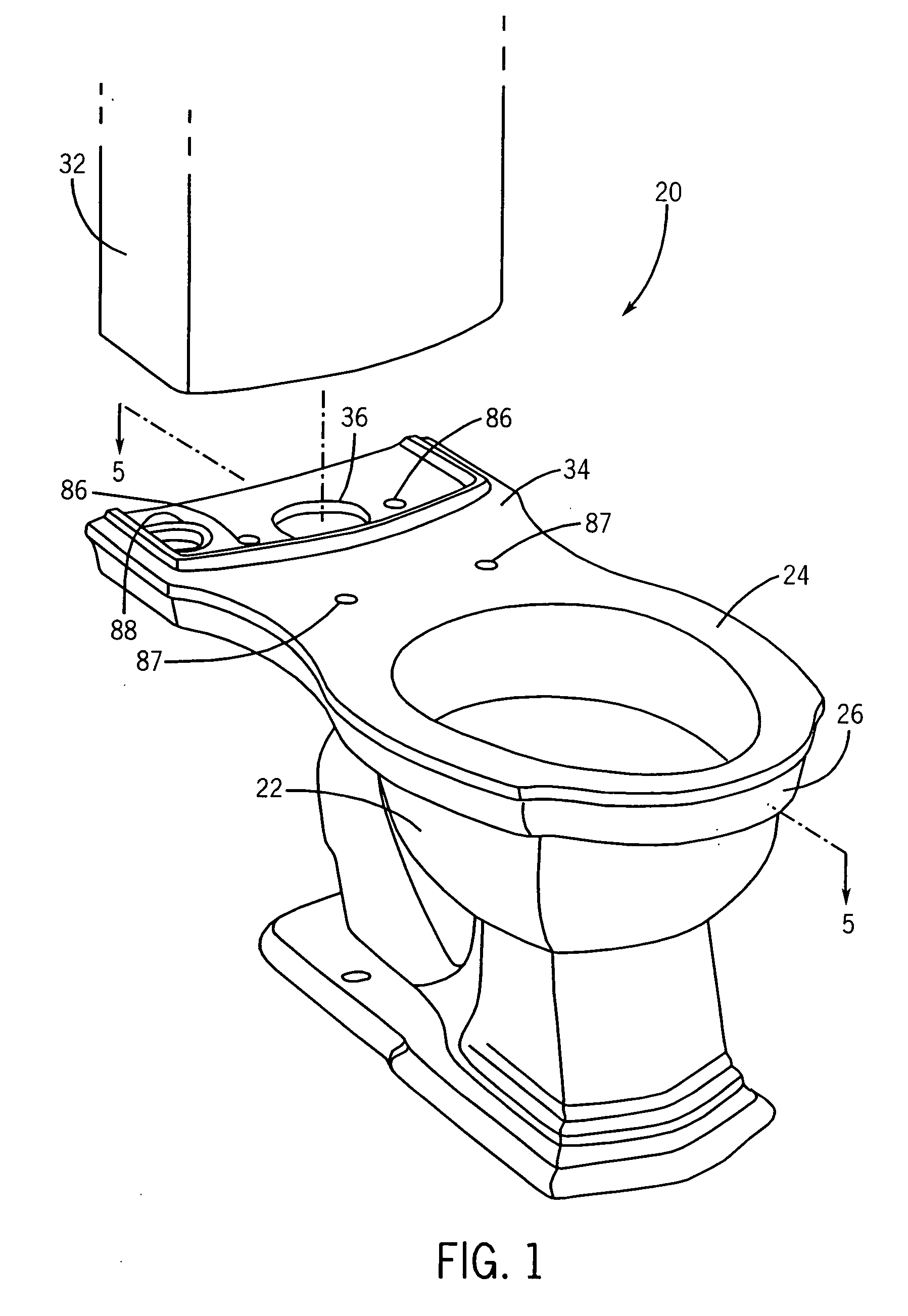 Toilet with reduced water usage