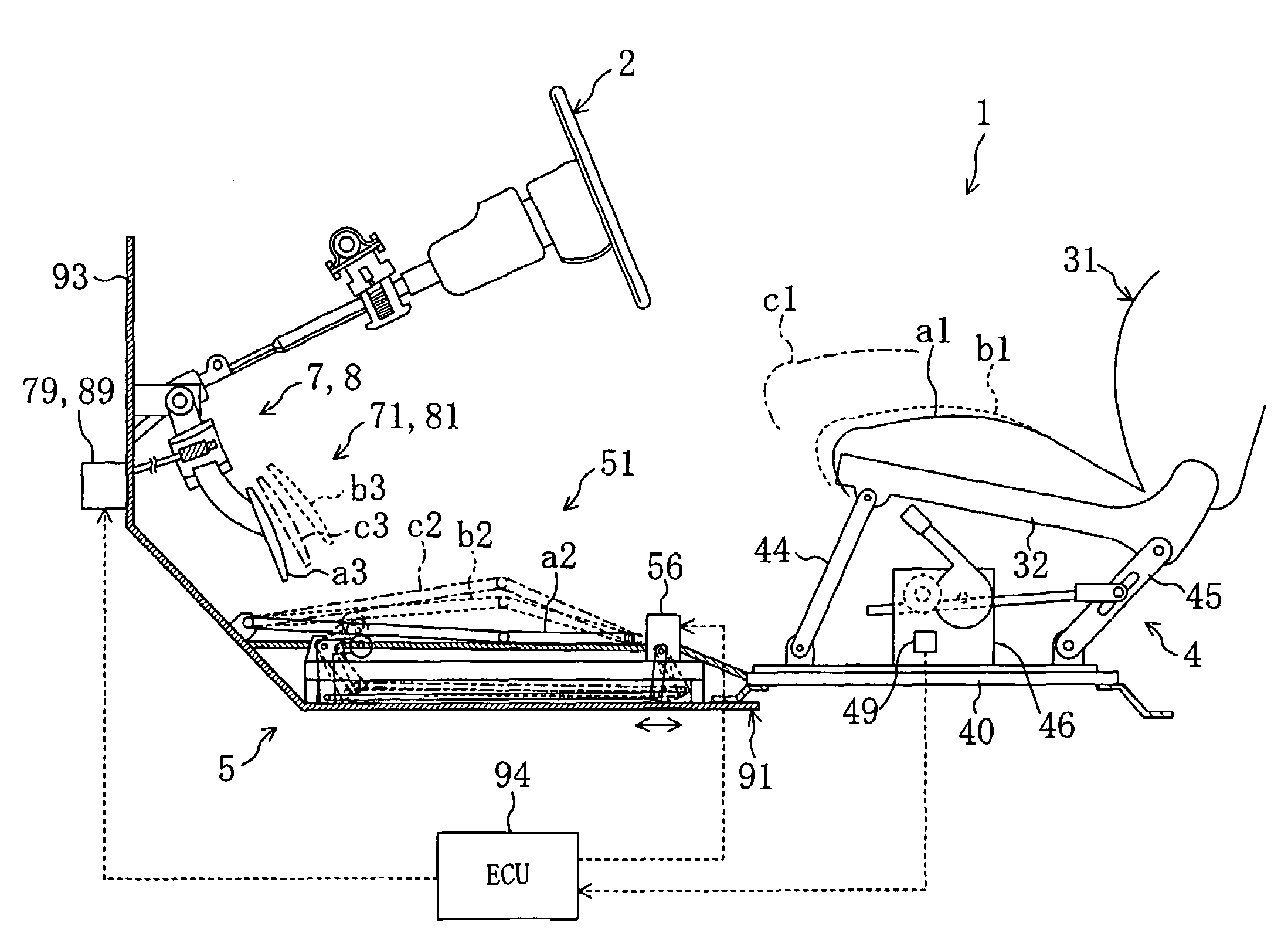 Driving position adjusting device for automotive vehicle